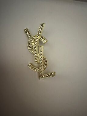 Gold Crystal Monogram Brooch